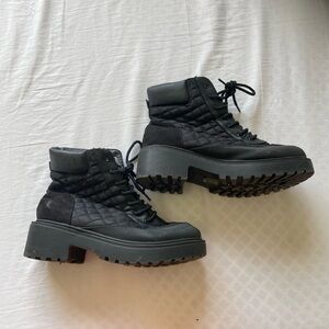 SHEIN Black Quilted Ankle Boots